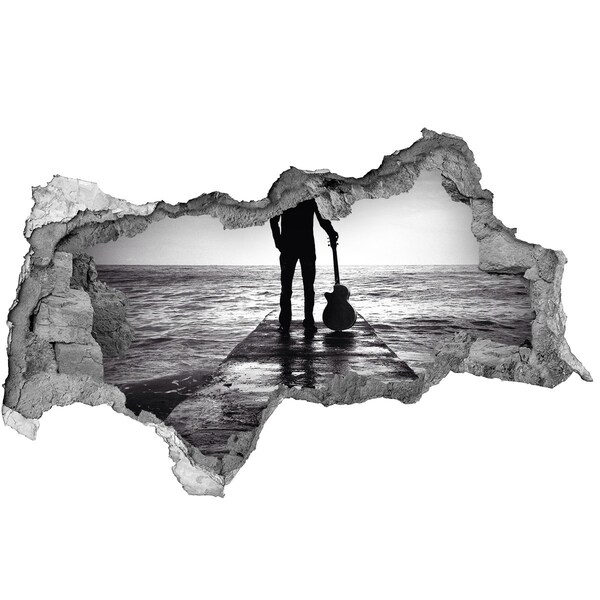 Hole in the wall decal Musician on the pier