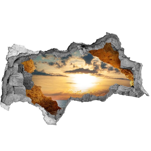 Hole in the wall decal Sunset over the sea