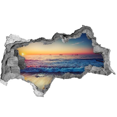 Hole in the wall decal Sunset over the sea