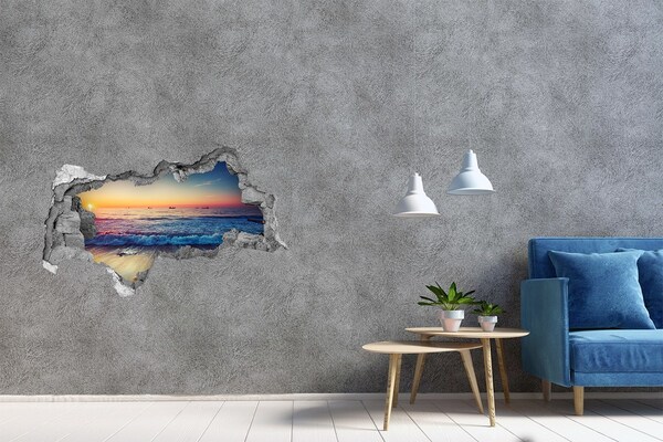 Hole in the wall decal Sunset over the sea