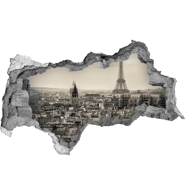 Hole in the wall decal View of Paris with the Eiffel Tower