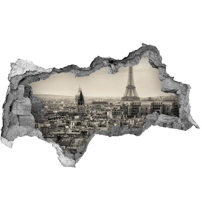 Hole in the wall decal View of Paris with the Eiffel Tower