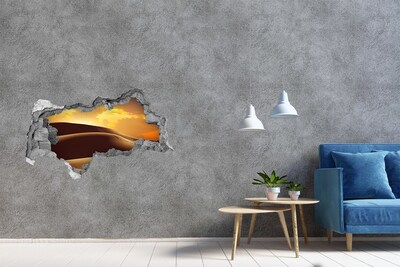 Hole wall sticker Desert landscape at sunset