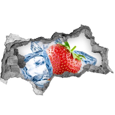 Hole wall sticker Juicy strawberry in ice