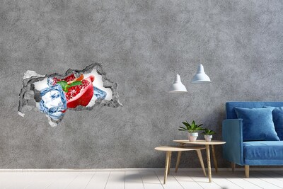 Hole in the wall sticker Juicy pomegranate fruit hole