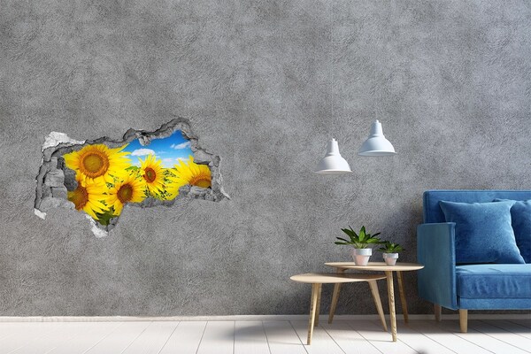 Hole wall sticker A flower paradise with sunflowers