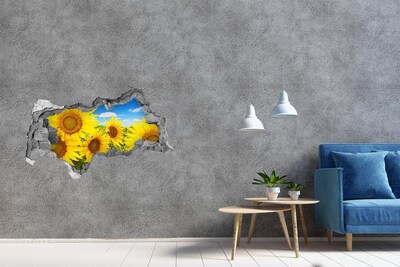 Hole wall sticker A flower paradise with sunflowers