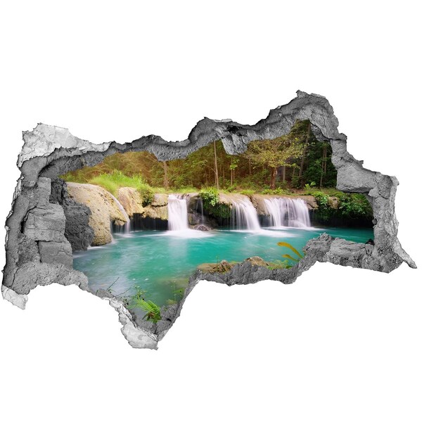 Hole wall sticker Waterfalls in a tropical forest