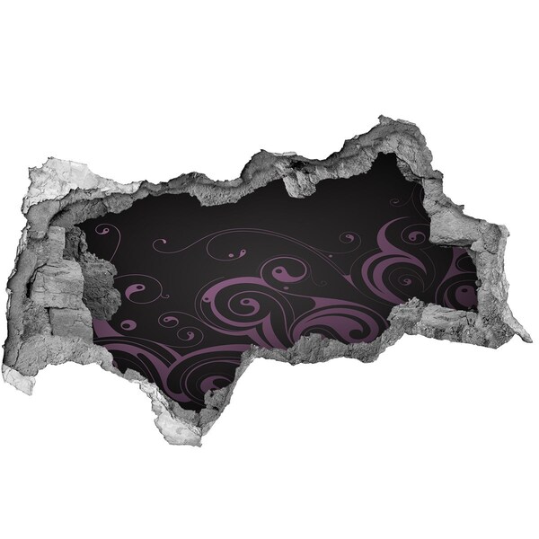 Hole in the wall sticker Purple patterns on a black background