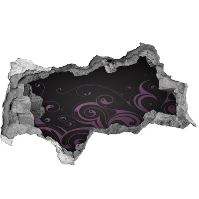 Hole in the wall sticker Purple patterns on a black background