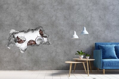 Hole wall sticker Coconut refreshment in water