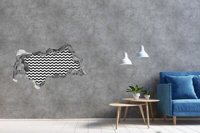 Hole in the wall decal Black and white zigzags in a hole in the wall