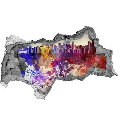 Hole wall sticker Cityscape in a colorful hole