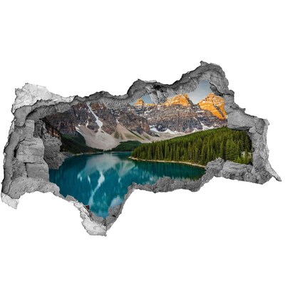 Hole in the wall decal Mountain lake in the valley