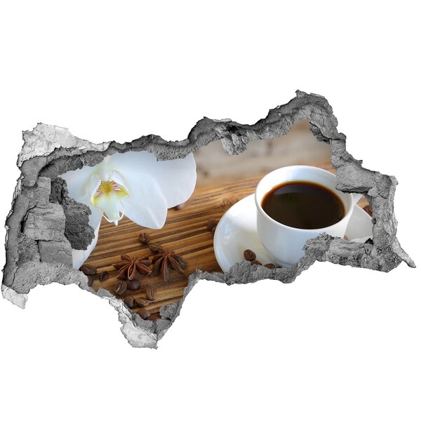 Hole wall sticker Coffee with orchid flower