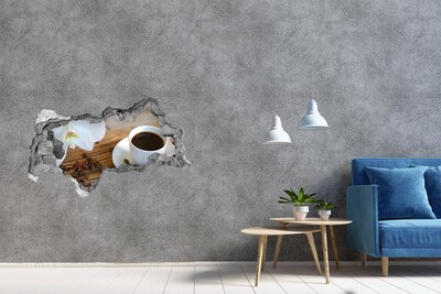 Hole wall sticker Coffee with orchid flower