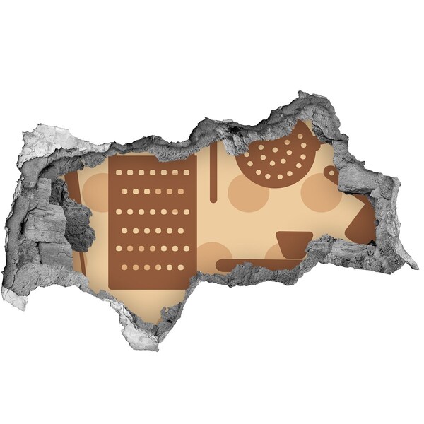 Hole in the wall decal Interior with a retro motif