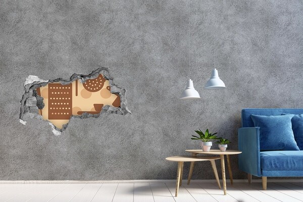 Hole in the wall decal Interior with a retro motif