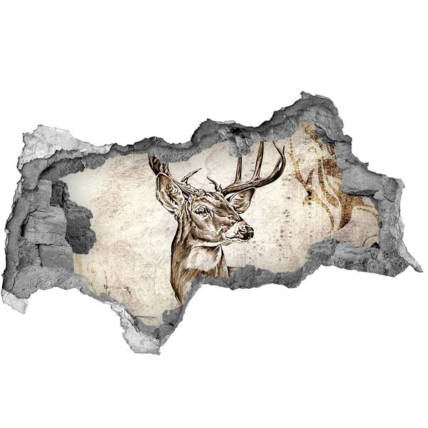Hole in the wall sticker Antlered deer on the wall