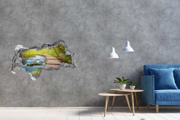 Hole wall sticker Forest path by the river