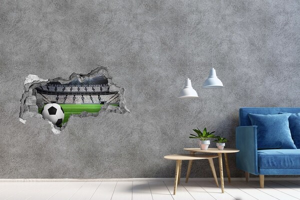 Hole in the wall sticker Football stadium with a ball