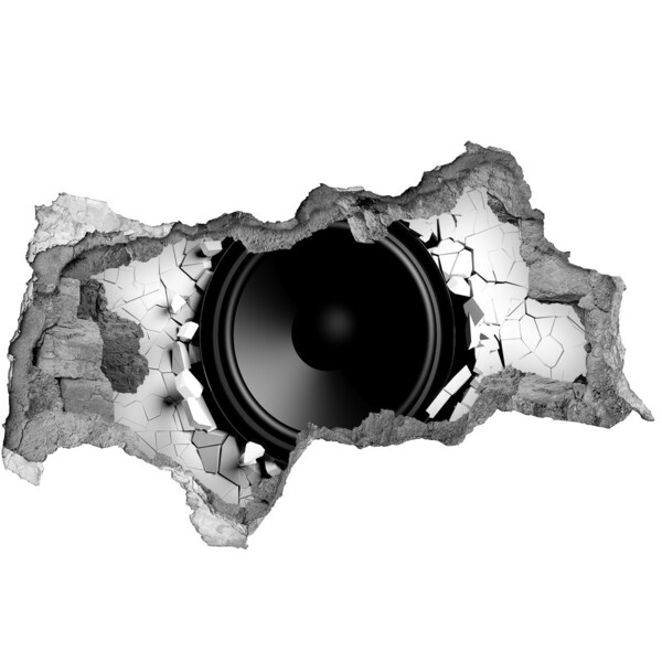 Hole in the wall sticker A loudspeaker in a damaged wall