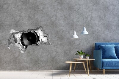 Hole in the wall sticker A loudspeaker in a damaged wall