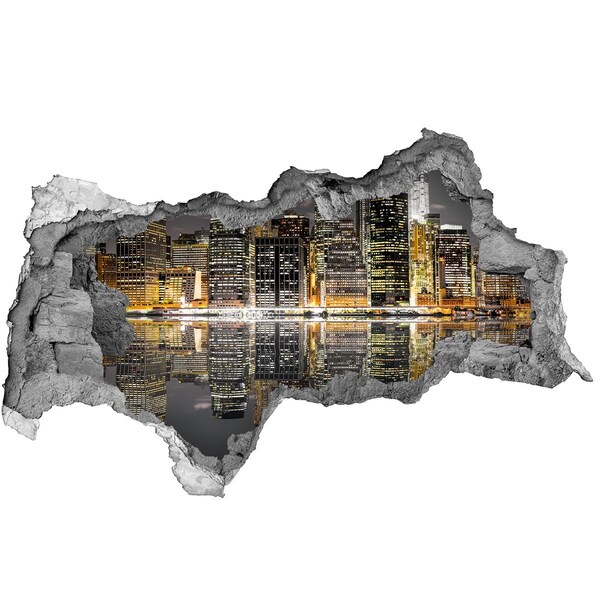 Hole in the wall decal View of the city at night
