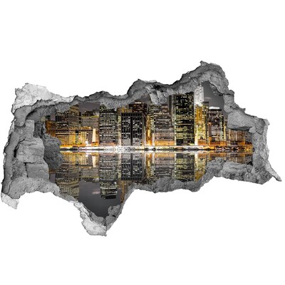 Hole in the wall decal View of the city at night
