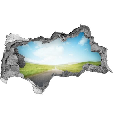Hole in the wall sticker A road through green fields