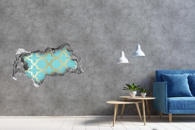 Hole in the wall decal Pattern with gold ornaments
