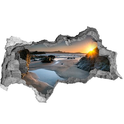 Hole in the wall decal Sunset over the beach
