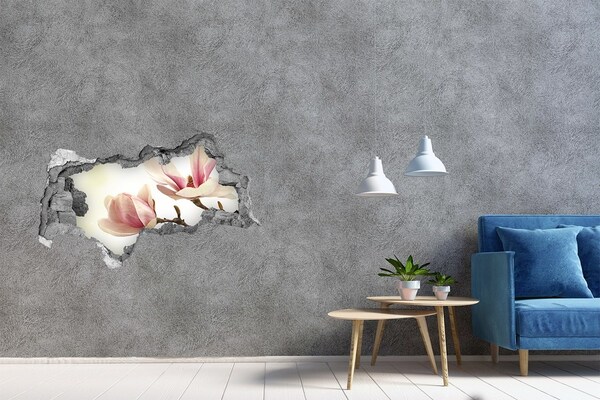 Hole in the wall decal Magnolia flower in concrete