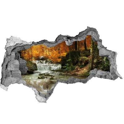 Hole wall sticker Autumn waterfall in the forest