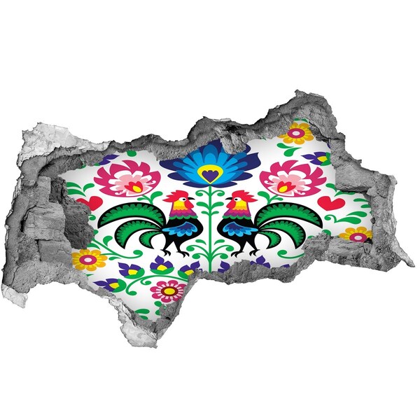 Hole wall sticker Floral folklore with chanterelles