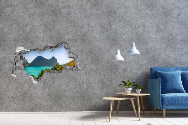 Hole in the wall sticker View of a tropical island