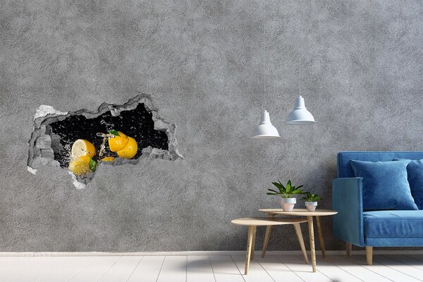 Hole in the wall sticker Lemon explosion in water