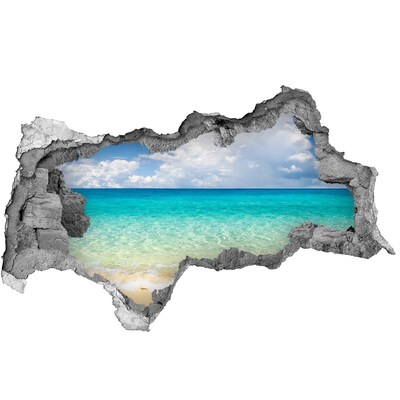 Hole wall sticker Caribbean Beach Through a Hole in the Wall