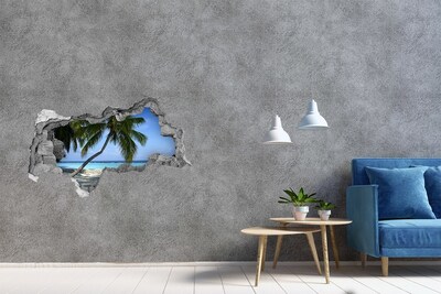 Hole in the wall sticker Tropical oasis with palm trees
