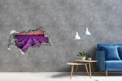 Hole wall sticker Lavender fields at sunset