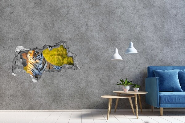 Hole in the wall decal Tiger in its natural habitat