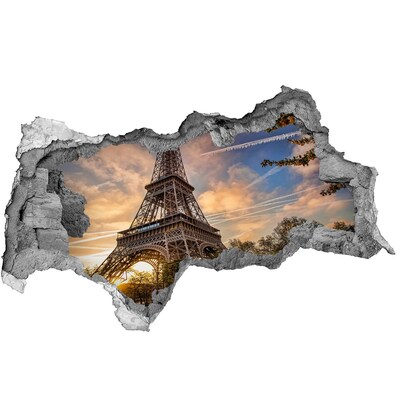 Hole wall sticker Eiffel Tower in the setting sun