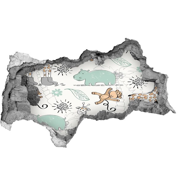 Hole in the wall sticker Animals in the jungle