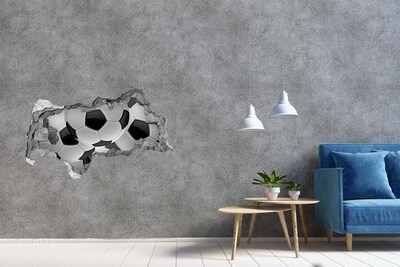 Hole in the wall sticker Football illusion on the wall