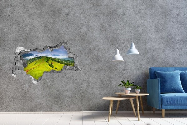 Hole in the wall sticker Green Hills in the Clouds