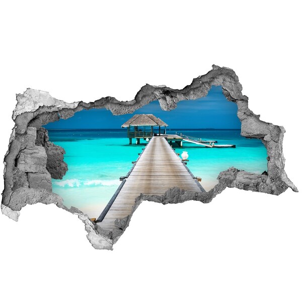 Hole wall sticker Tropical pier over turquoise water