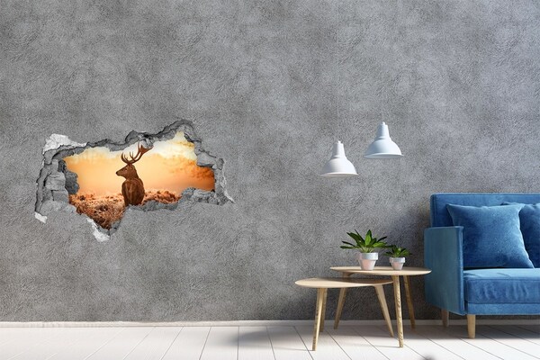 Hole in the wall sticker Deer in the golden light of sunset