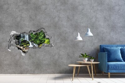 Hole wall sticker Waterfall in the forest