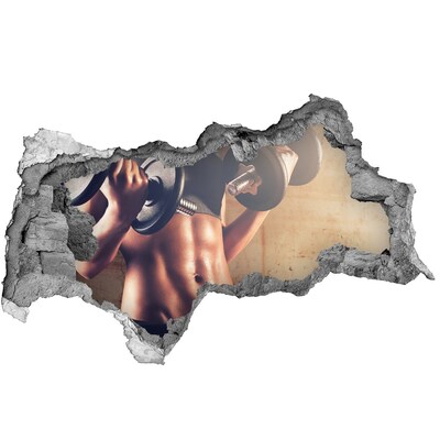 Hole wall sticker Gym in action