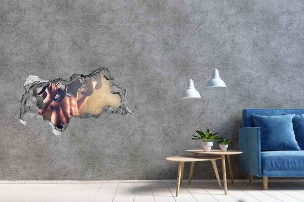Hole wall sticker Gym in action